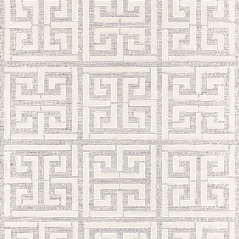 GREEK KEY SISAL SILVER Schumacher Wallpaper wallpaper - SKU 5005690
