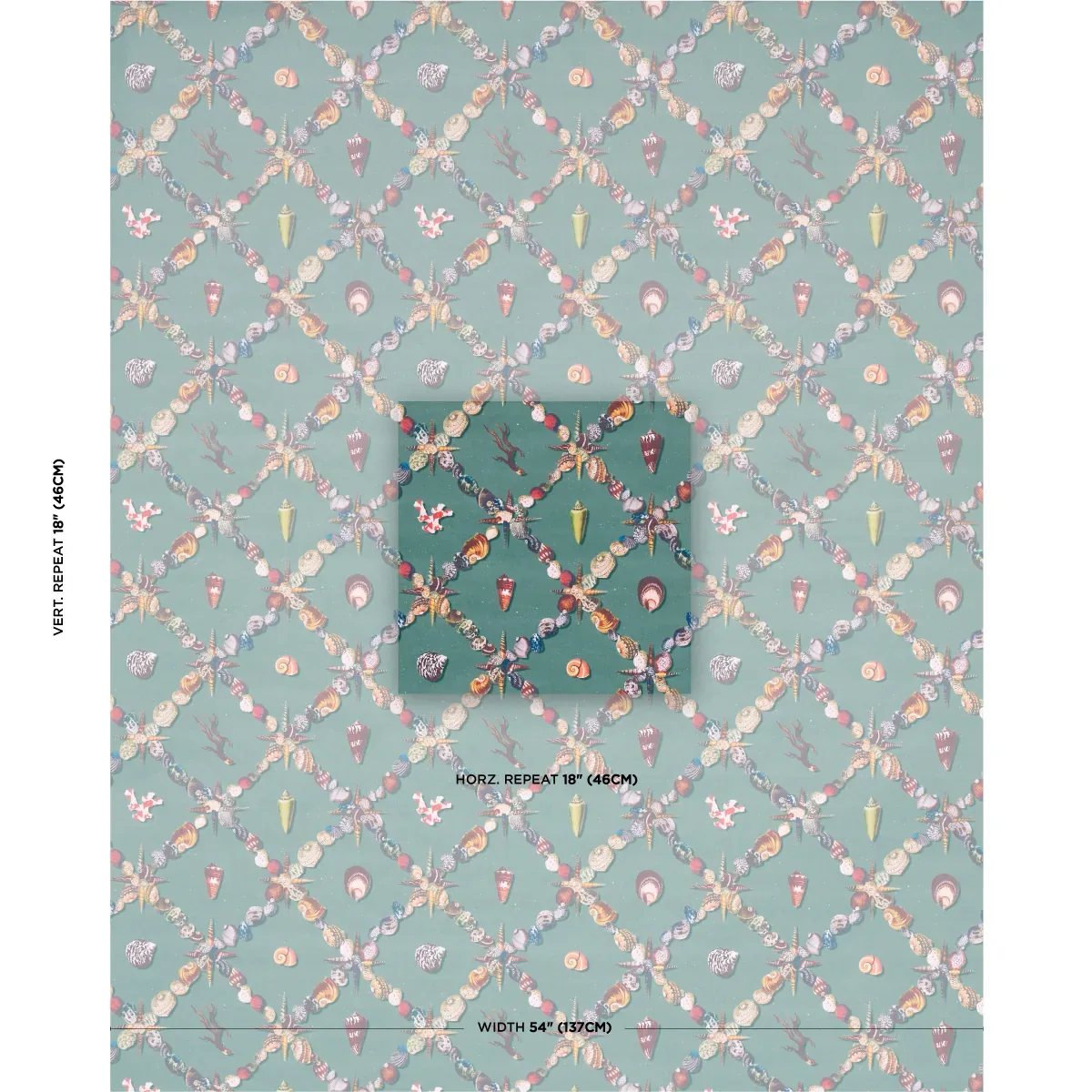 GROTTO TREILLAGE MULTI ON TEAL Schumacher Wallpaper wallpaper - SKU 5014490