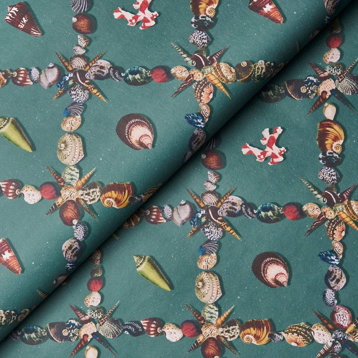 GROTTO TREILLAGE MULTI ON TEAL Schumacher Wallpaper wallpaper - SKU 5014490