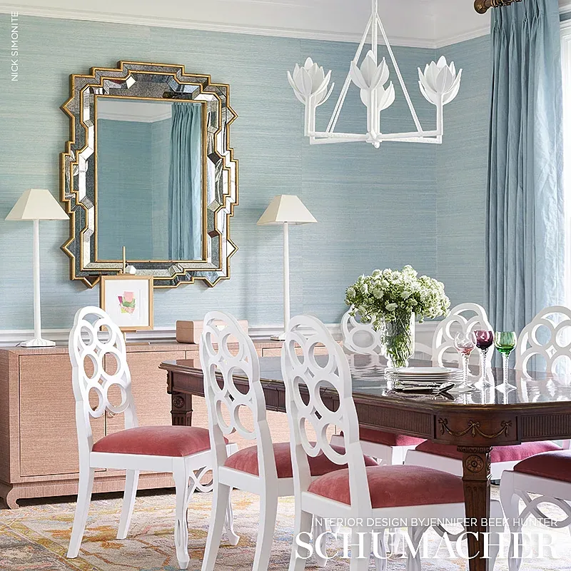 HAIKU SISAL - CERULEAN Schumacher Wallpaper | Wallpaper Twin HAIKU SISAL CERULEAN Schumacher Wallpaper wallpaper - SKU 5006862