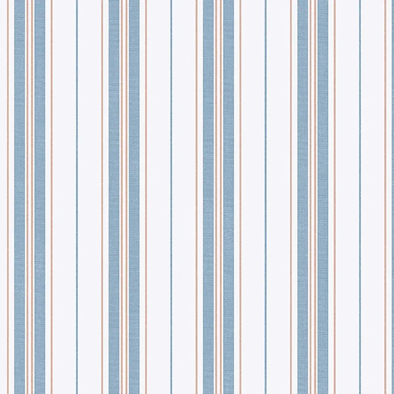 Schumacher HAMNSKÄR STRIPE wallpaper, color BLUE AND RED, SKU 8874