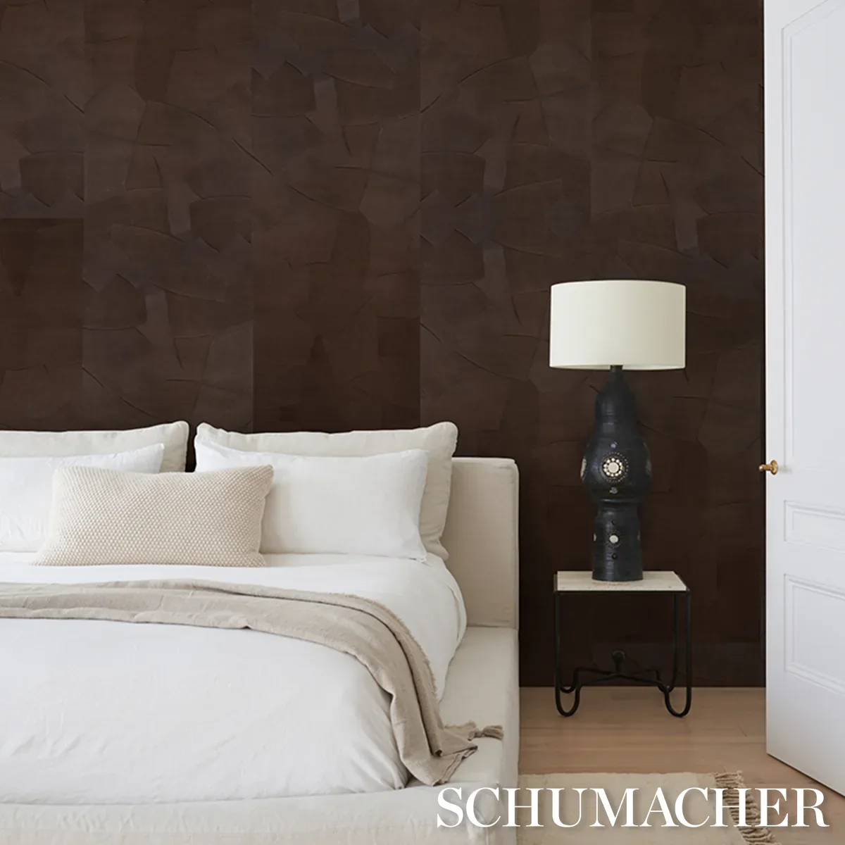 HAND COMBED PLASTER BROWN Schumacher Wallpaper wallpaper - SKU 5013954