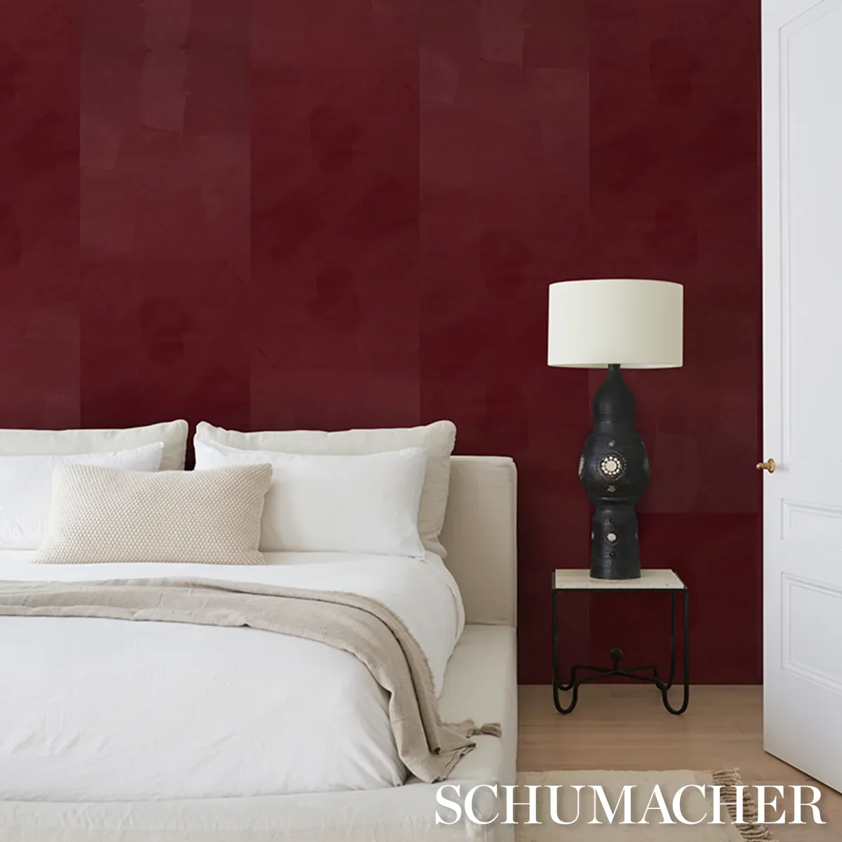 HAND COMBED PLASTER OXBLOOD Schumacher Wallpaper wallpaper - SKU 5013955