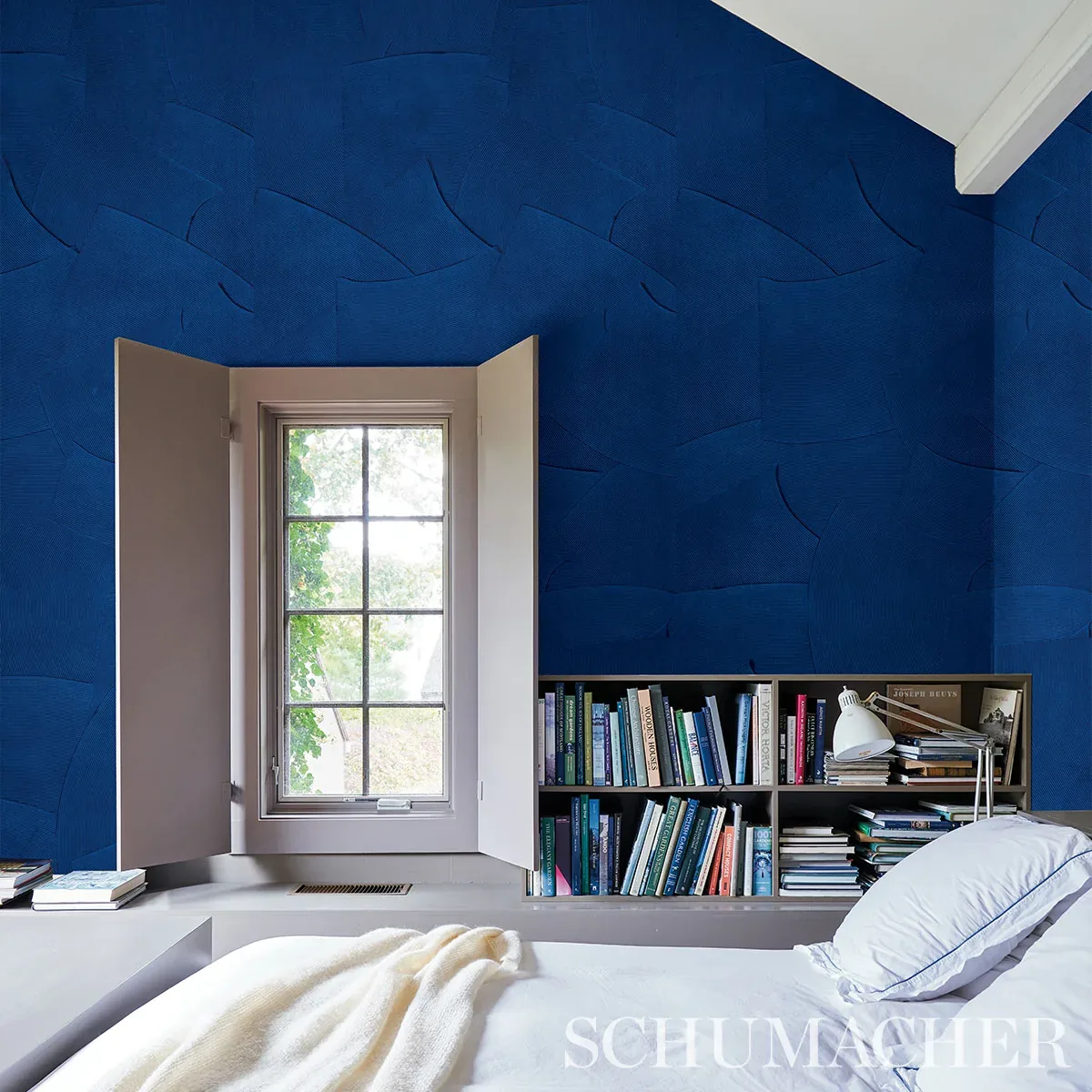 Hand Combed Plaster YVES BLUE Schumacher Wallpaper wallpaper - SKU 5013950