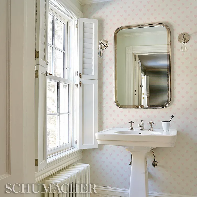 Hearts - PINK Schumacher Wallpaper | Wallpaper Twins Hearts PINK Schumacher Wallpaper wallpaper - SKU 5011160