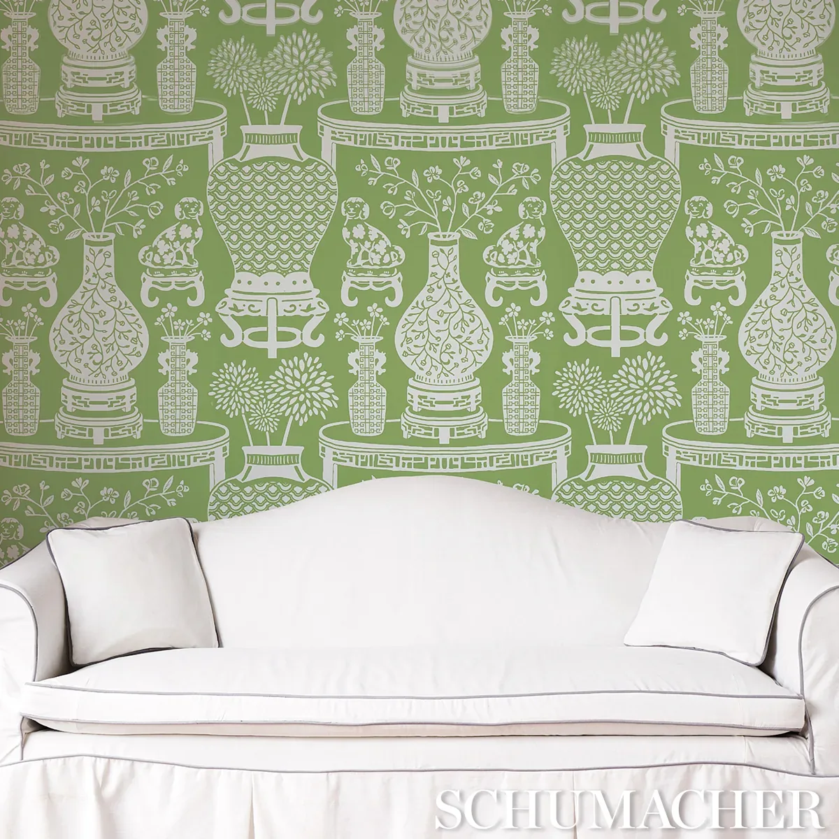 HELLENE - GREEN Schumacher Wallpaper | Wallpaper Twins HELLENE GREEN Schumacher Wallpaper wallpaper - SKU 5010552