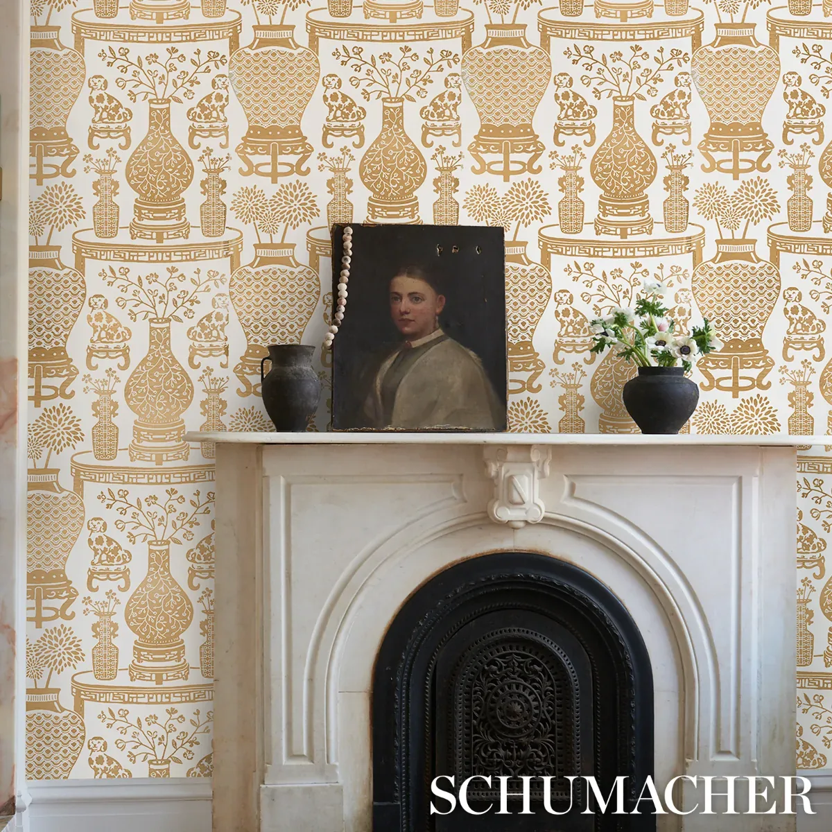 HELLENE MYLAR - GOLD Schumacher Wallpaper | Wallpaper Twins HELLENE MYLAR GOLD Schumacher Wallpaper wallpaper - SKU 5010611