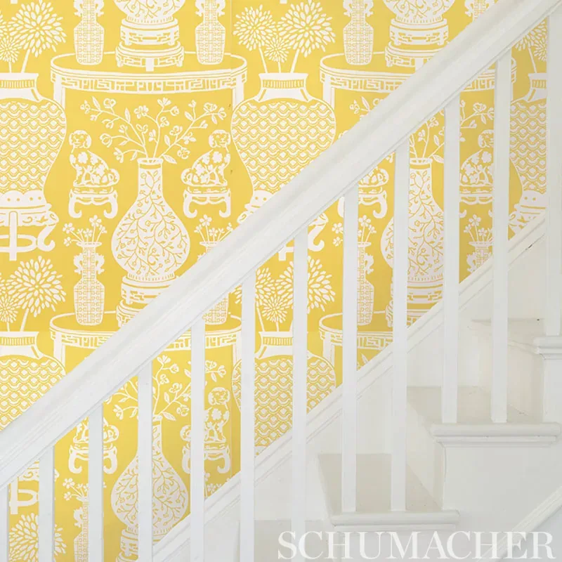 HELLENE - YELLOW Schumacher Wallpaper | Wallpaper Twins HELLENE YELLOW Schumacher Wallpaper wallpaper - SKU 5010550
