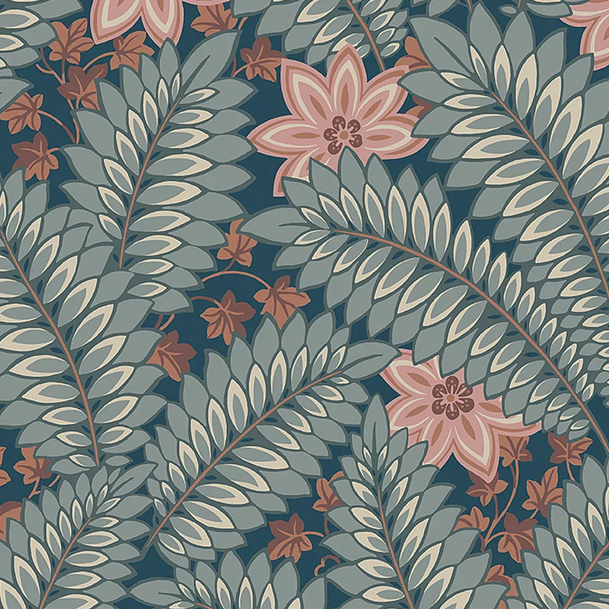 HIDDEN IVY BLUE Schumacher Wallpaper wallpaper - SKU 2251