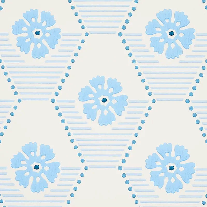 HIVE BLOOM - BLUES Schumacher Wallpaper | Wallpaper Twins HIVE BLOOM BLUES Schumacher Wallpaper wallpaper - SKU 5013161