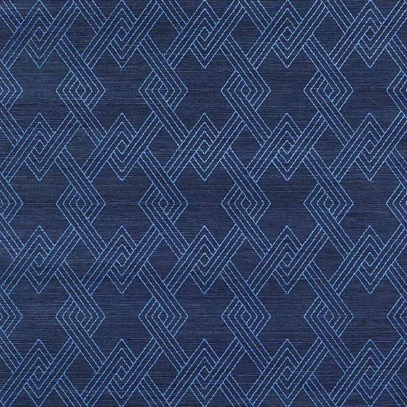 HIX EMBROIDERED SISAL BLUE Schumacher Wallpaper wallpaper - SKU 5008970
