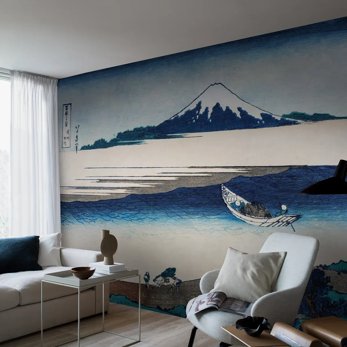 HOKUSAI MURAL BLUE Schumacher Wallpaper wallpaper - SKU 3142