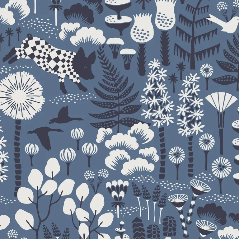 Schumacher HOPPMOSSE wallpaper, color BLUE, SKU 1453