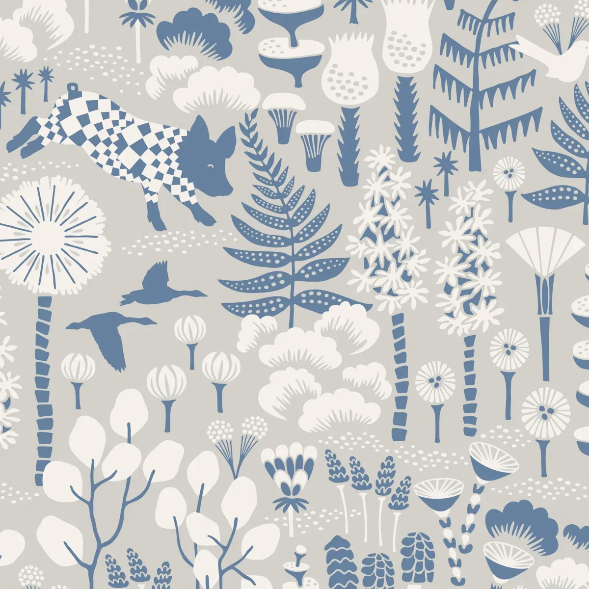 HOPPMOSSE DOVE AND BLUE Schumacher Wallpaper wallpaper - SKU 1454