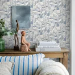 HOPPMOSSE - DOVE AND BLUE Schumacher Wallpaper | Wallpaper T HOPPMOSSE DOVE AND BLUE Schumacher Wallpaper wallpaper - SKU 1454