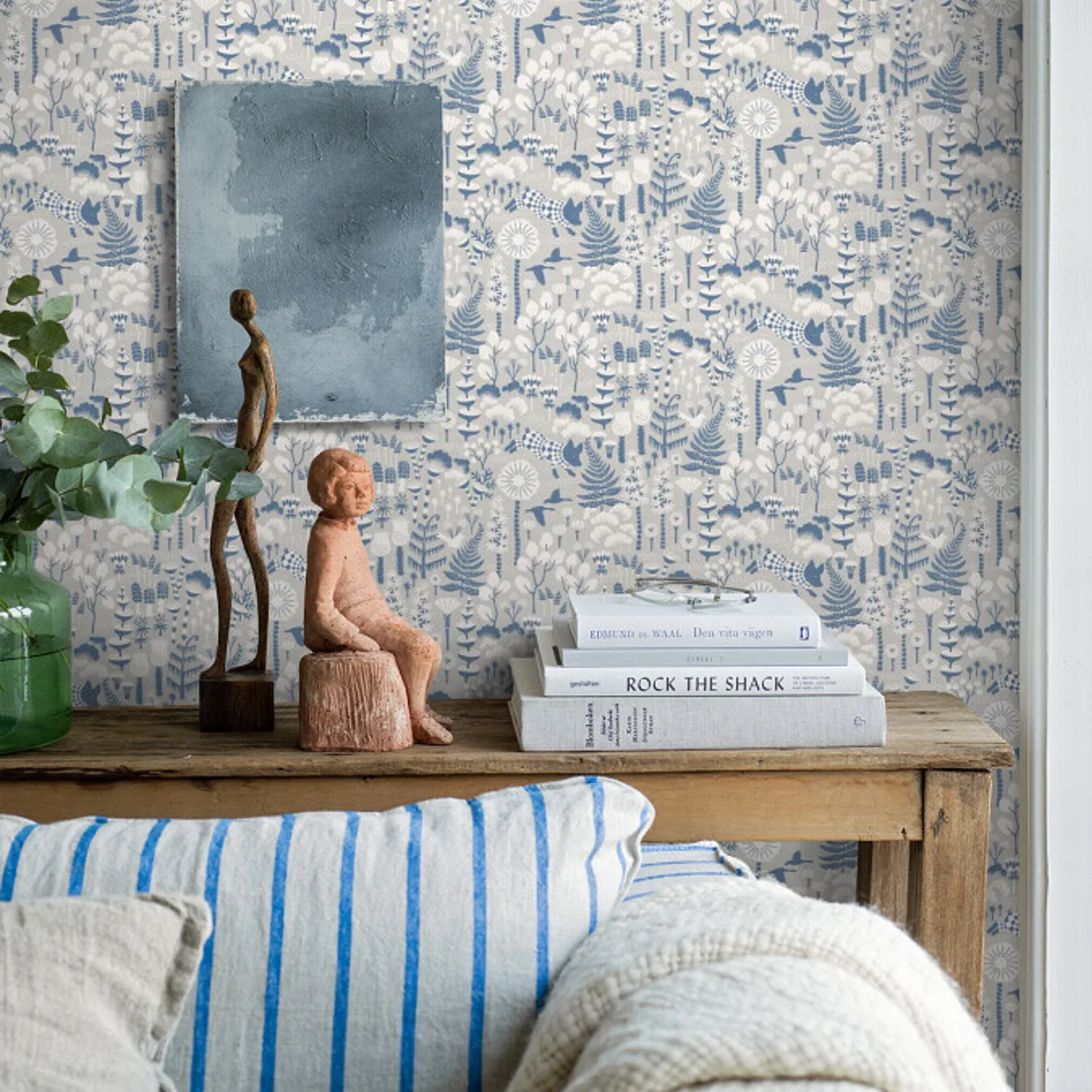 HOPPMOSSE - DOVE AND BLUE Schumacher Wallpaper | Wallpaper T HOPPMOSSE DOVE AND BLUE Schumacher Wallpaper wallpaper - SKU 1454