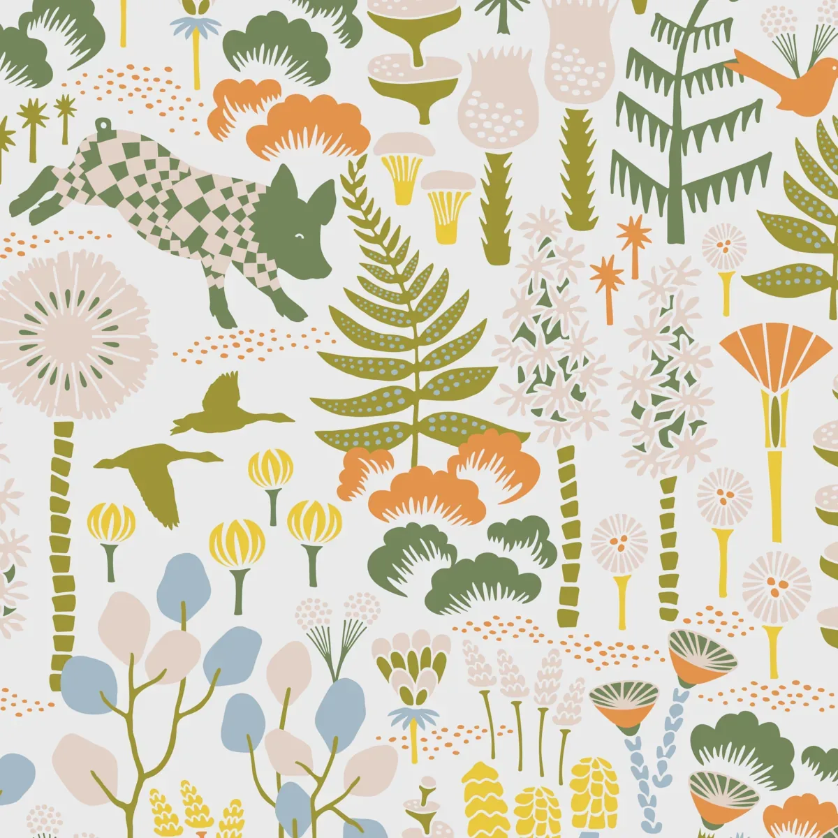 HOPPMOSSE IVORY AND MULTI Schumacher Wallpaper wallpaper - SKU 1450
