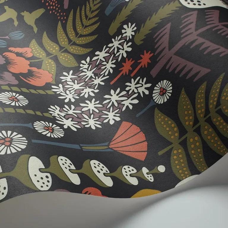 Schumacher HOPPMOSSE wallpaper, color MIDNIGHT, SKU 1452