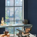 HORIZON GRASSCLOTH VINYL - INDIGO Schumacher Wallpaper | Wal HORIZON GRASSCLOTH VINYL INDIGO Schumacher Wallpaper wallpaper - SKU 5017277