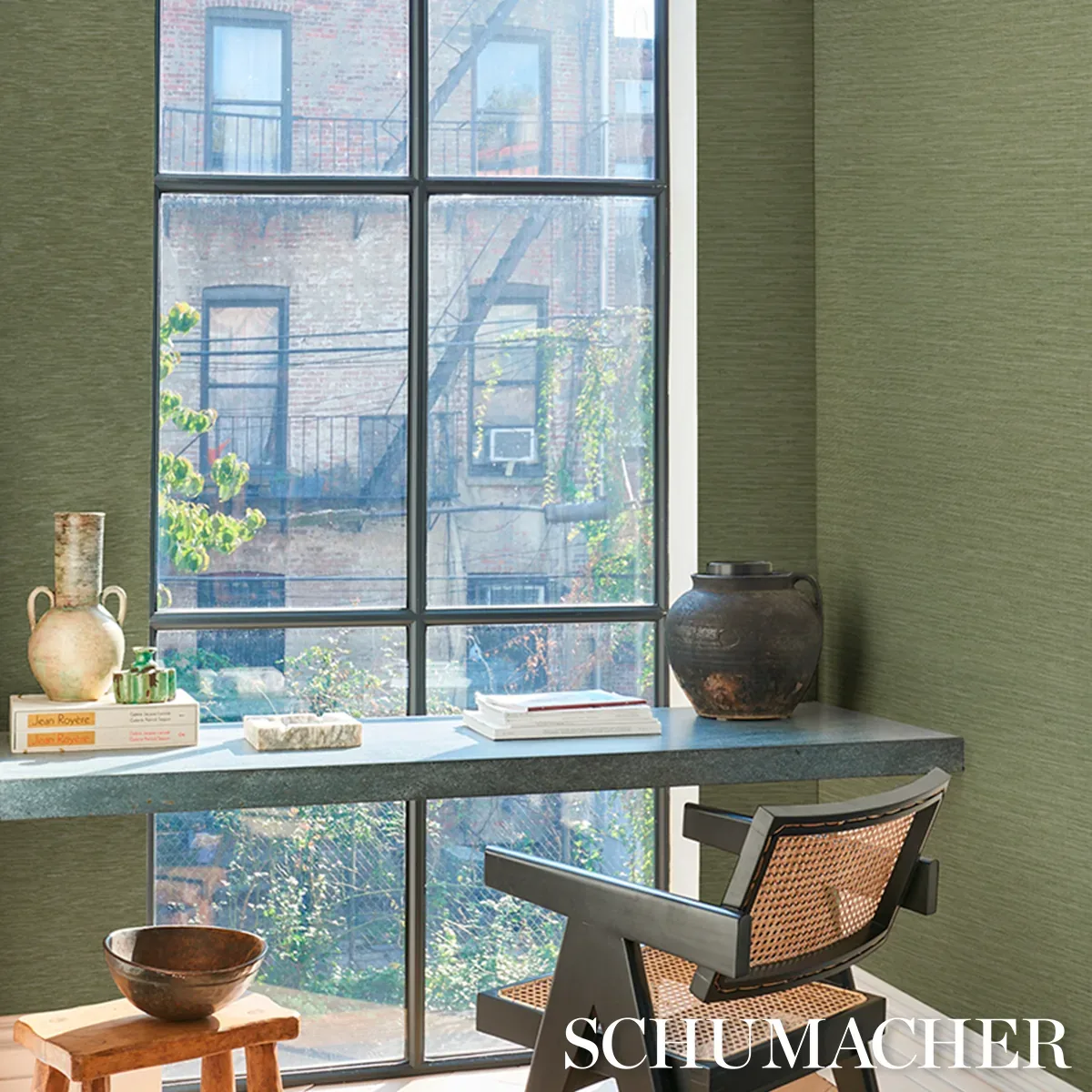 HORIZON GRASSCLOTH VINYL - LEAF Schumacher Wallpaper | Wallp HORIZON GRASSCLOTH VINYL LEAF Schumacher Wallpaper wallpaper - SKU 5017273