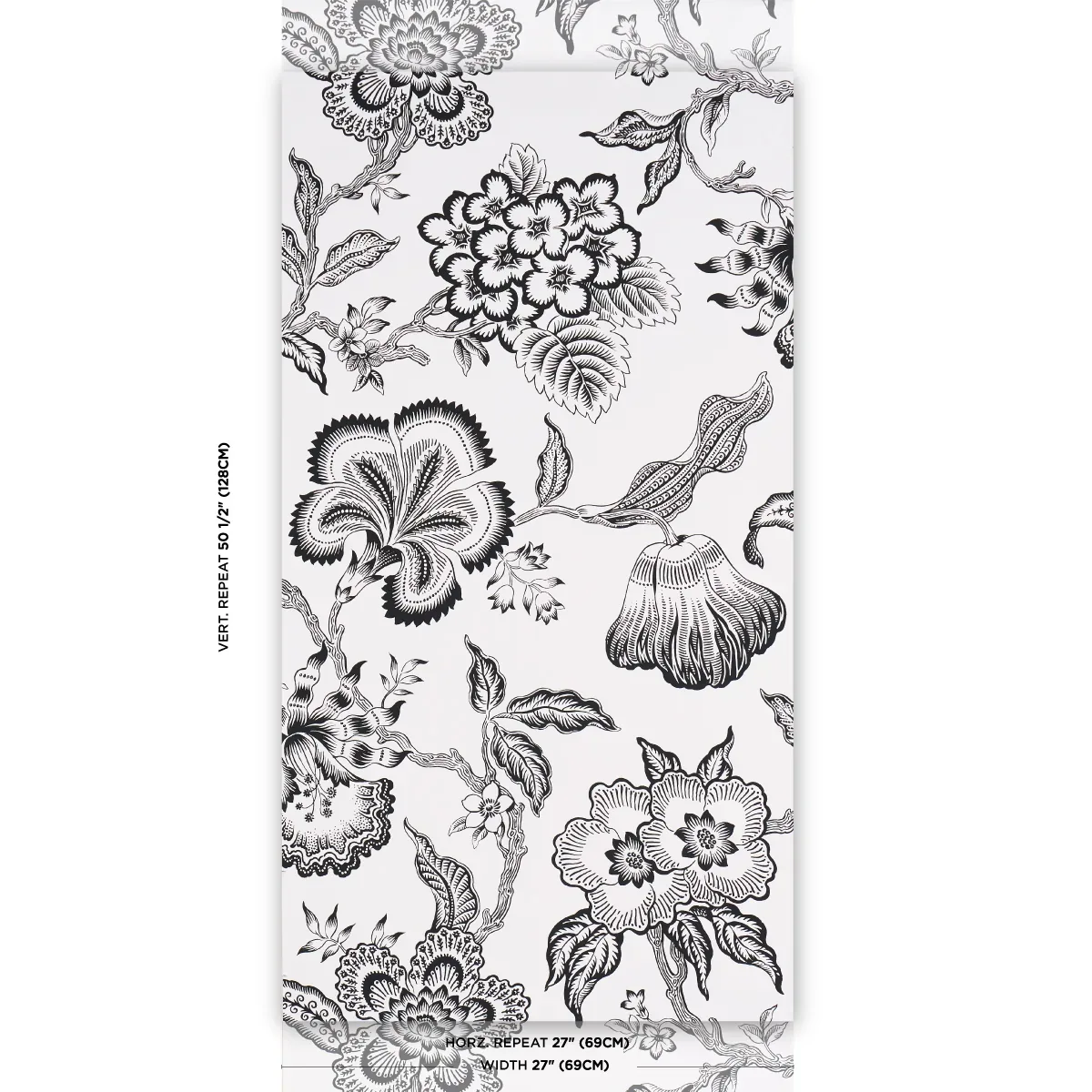 HOTHOUSE FLOWERS SILHOUETTE BLACK AND WHITE Schumacher Wallpaper wallpaper - SKU 5015323