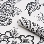 HOTHOUSE FLOWERS SILHOUETTE BLACK AND WHITE Schumacher Wallpaper wallpaper - SKU 5015323