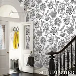 HOTHOUSE FLOWERS SILHOUETTE BLACK AND WHITE Schumacher Wallpaper wallpaper - SKU 5015323