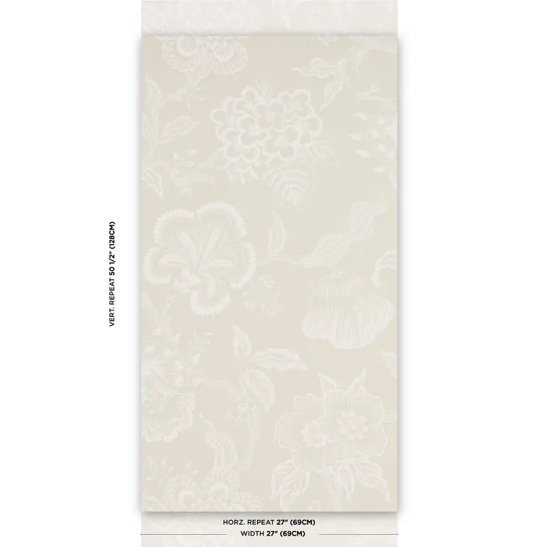 Schumacher HOTHOUSE FLOWERS SILHOUETTE wallpaper, color CREAM, SKU 5015320