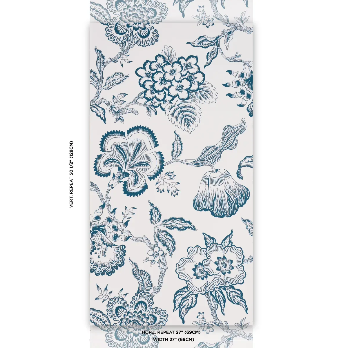 HOTHOUSE FLOWERS SILHOUETTE PEACOCK ON WHITE Schumacher Wallpaper wallpaper - SKU 5015324