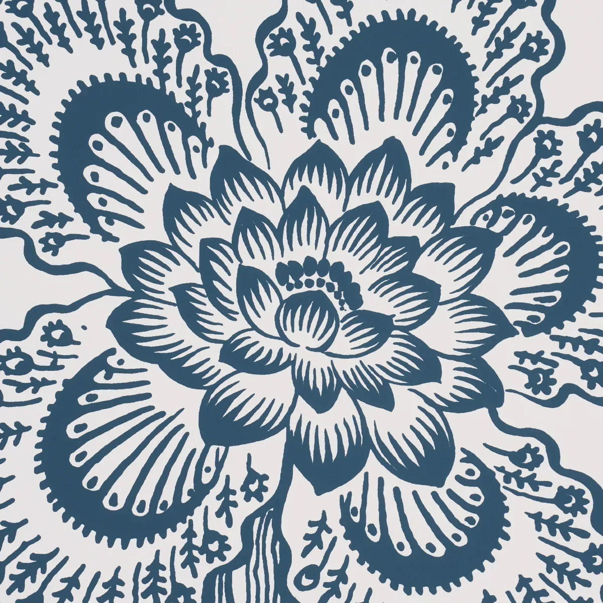 HOTHOUSE FLOWERS SILHOUETTE PEACOCK ON WHITE Schumacher Wallpaper wallpaper - SKU 5015324