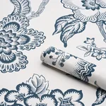 HOTHOUSE FLOWERS SILHOUETTE PEACOCK ON WHITE Schumacher Wallpaper wallpaper - SKU 5015324