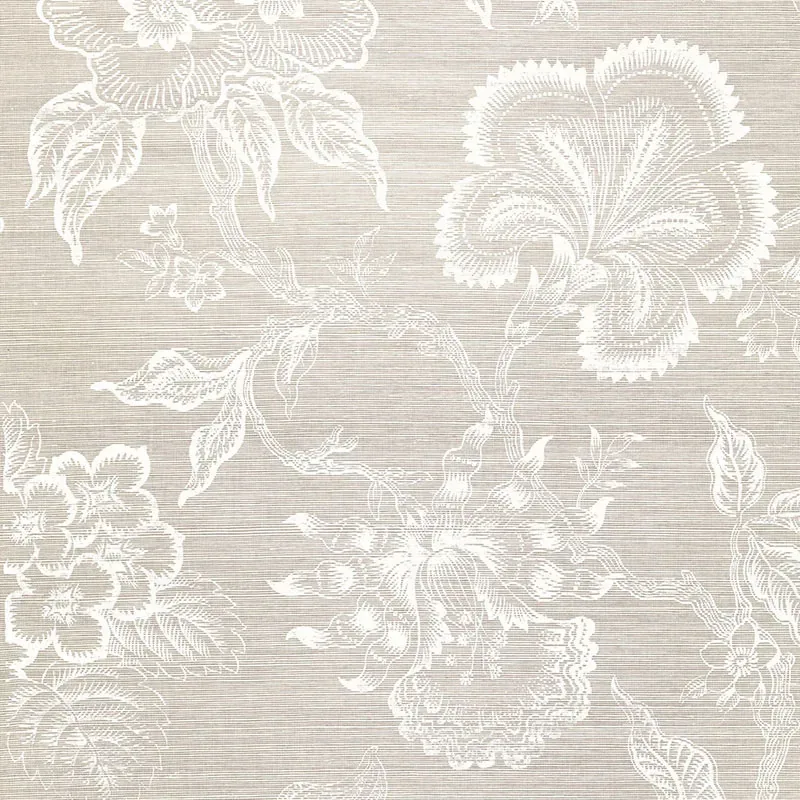 HOTHOUSE FLOWERS SISAL FOG & CHALK Schumacher Wallpaper wallpaper - SKU 5006090