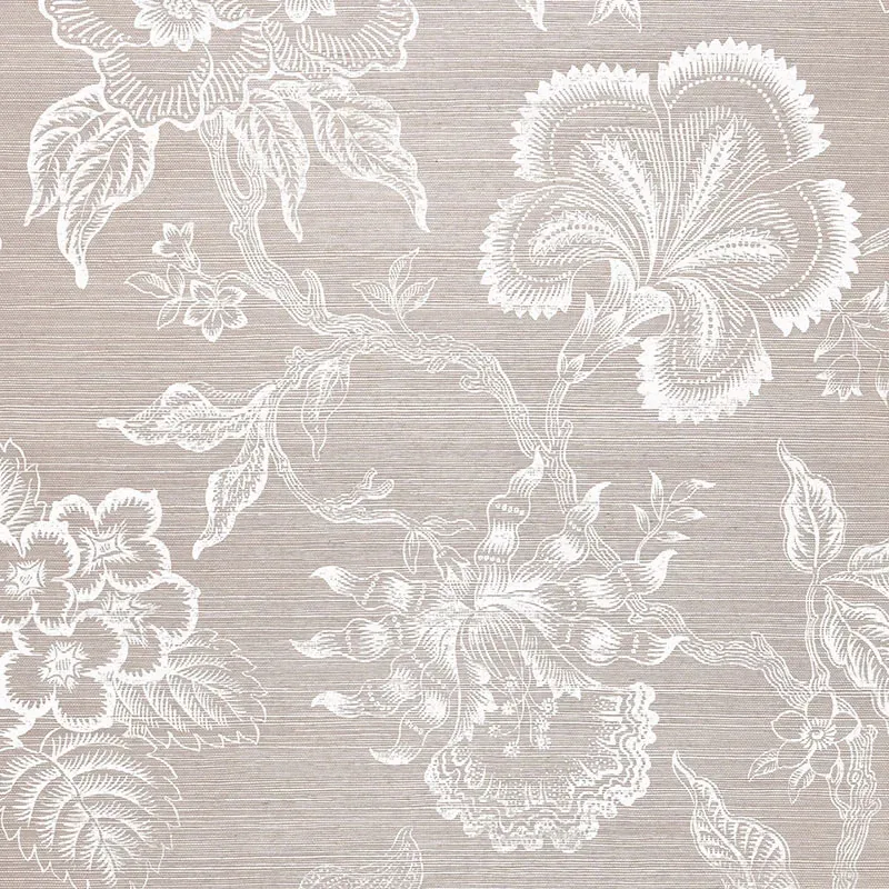 HOTHOUSE FLOWERS SISAL HAZE & CHALK Schumacher Wallpaper wallpaper - SKU 5006091