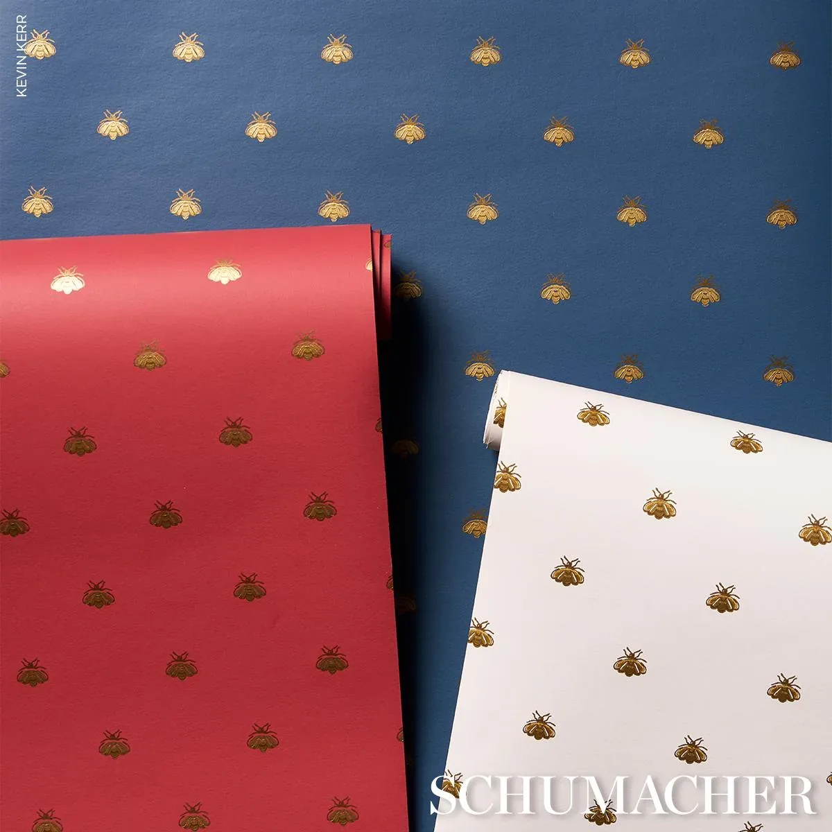 HUBERT'S BEES - MIDNIGHT & GOLD Schumacher Wallpaper | Wallp HUBERT'S BEES MIDNIGHT & GOLD Schumacher Wallpaper wallpaper - SKU 5015531