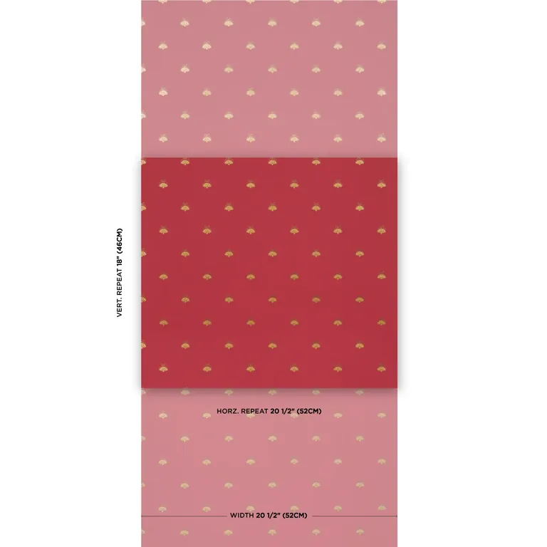 Schumacher HUBERT'S BEES wallpaper, color ROUGE & GOLD, SKU 5015532