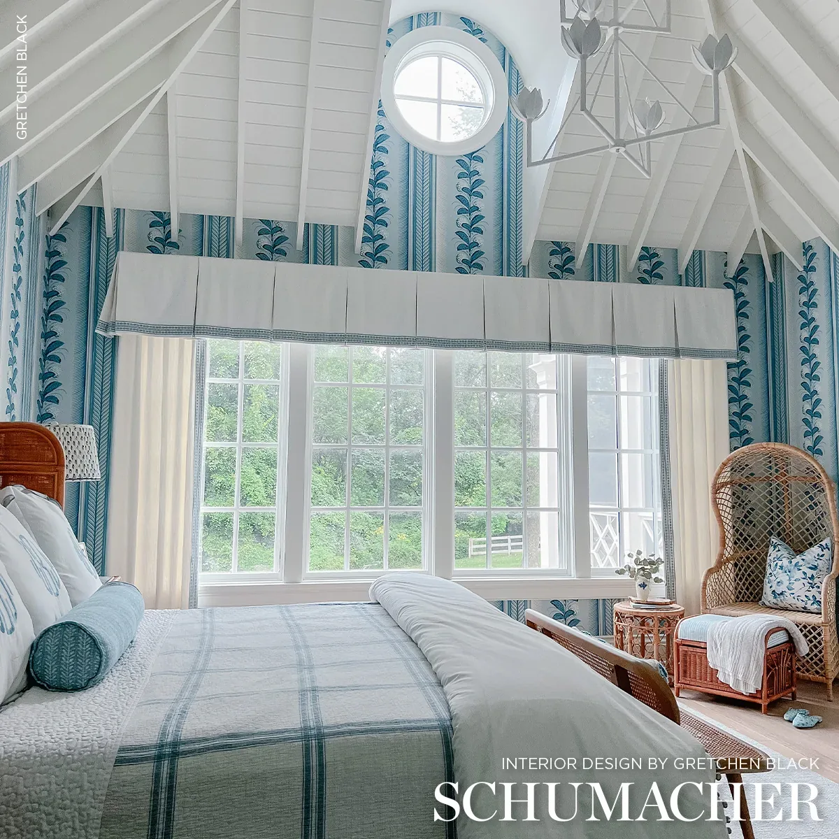 HYDRANGEA DRAPE DELFT Schumacher Wallpaper wallpaper - SKU 5004454