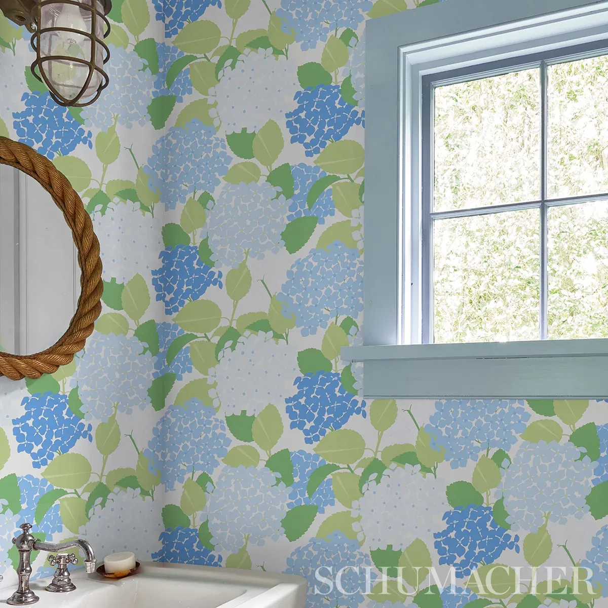HYDRANGEA - PORCELAIN Schumacher Wallpaper | Wallpaper Twins HYDRANGEA PORCELAIN Schumacher Wallpaper wallpaper - SKU 5013630