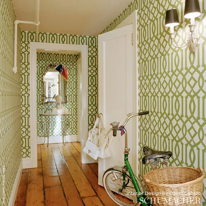 IMPERIAL TRELLIS CITRINE Schumacher Wallpaper wallpaper - SKU 2707213
