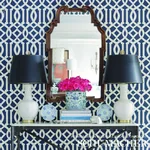 Schumacher IMPERIAL TRELLIS II - IVORY / NAVY Wallpaper | Buy Online Schumacher IMPERIAL TRELLIS II wallpaper, color IVORY / NAVY, SKU 5005801