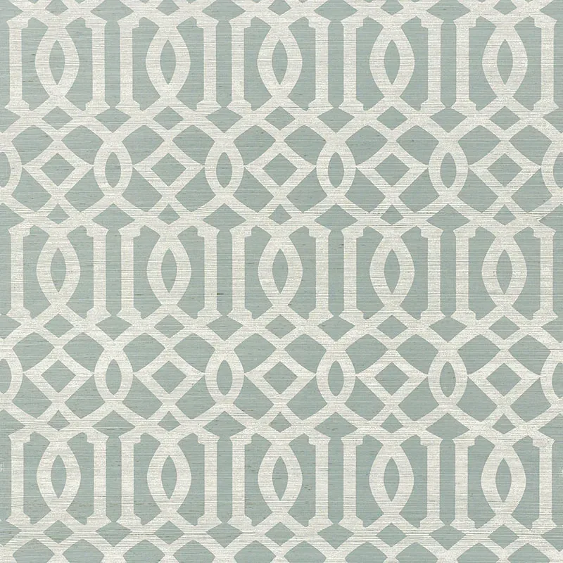 IMPERIAL TRELLIS SISAL SKY Schumacher Wallpaper wallpaper - SKU 5008352