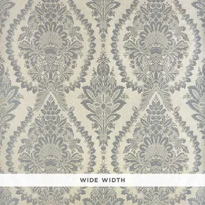Schumacher INCANDESCENCE DAMASK wallpaper, color BURNISHED SILVER, SKU 5007380
