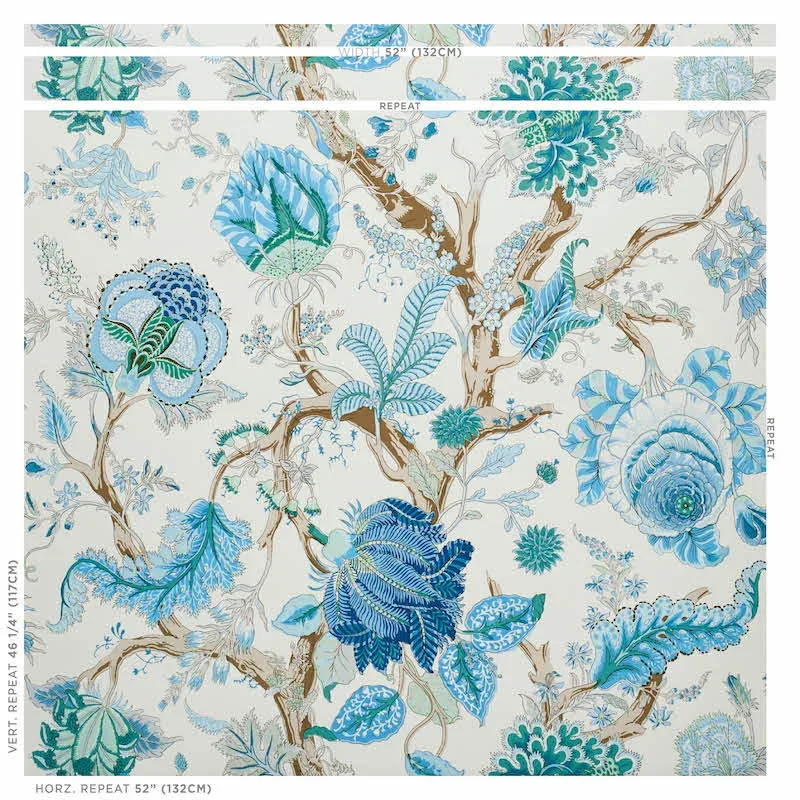 INDIAN ARBRE - PEACOCK & EMERALD Schumacher Wallpaper | Wall INDIAN ARBRE PEACOCK & EMERALD Schumacher Wallpaper wallpaper - SKU 5010492