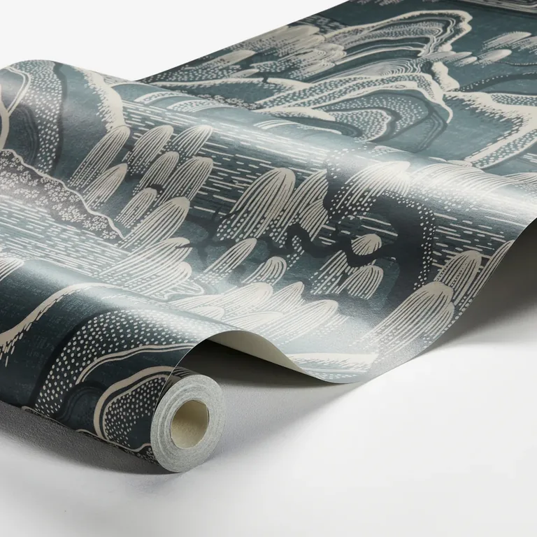 Schumacher INDIGO GARDEN wallpaper, color BLUE, SKU 3133
