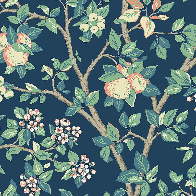 Schumacher INGRID MARIE wallpaper, color NAVY, SKU 7651
