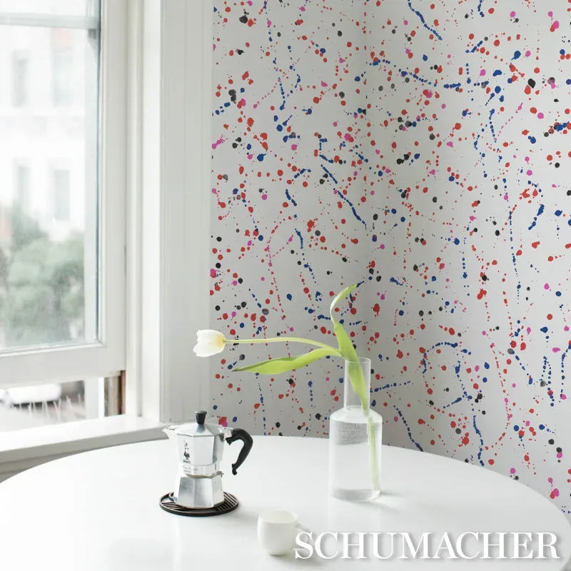 INK SPLASH RED & BLUE Schumacher Wallpaper wallpaper - SKU 5012180