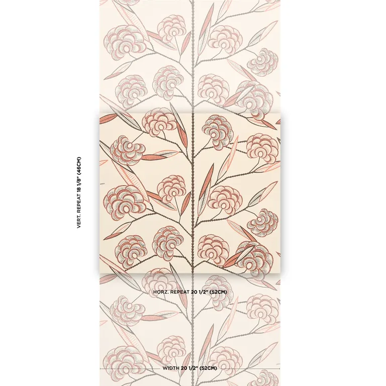 Schumacher JACOB'S TREE wallpaper, color OLD ROSE, SKU 5015030