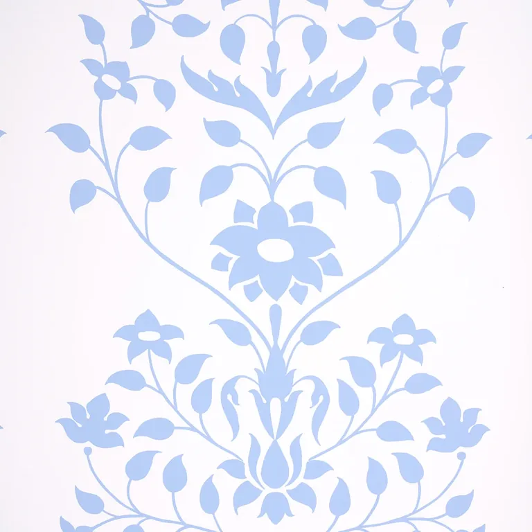Schumacher JAIPUR MUGHAL FLOWER wallpaper, color BLUE, SKU 5014460