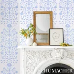 JAIPUR MUGHAL FLOWER - BLUE Schumacher Wallpaper | Wallpaper JAIPUR MUGHAL FLOWER BLUE Schumacher Wallpaper wallpaper - SKU 5014460