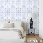 JAIPUR MUGHAL FLOWER - BLUE Schumacher Wallpaper | Wallpaper JAIPUR MUGHAL FLOWER BLUE Schumacher Wallpaper wallpaper - SKU 5014460