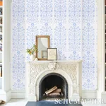 JAIPUR MUGHAL FLOWER - BLUE Schumacher Wallpaper | Wallpaper JAIPUR MUGHAL FLOWER BLUE Schumacher Wallpaper wallpaper - SKU 5014460
